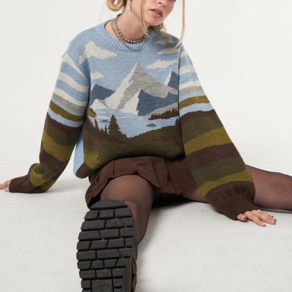 ⁦Mountain Print Sweater Women⁩ - الصورة ⁦5⁩