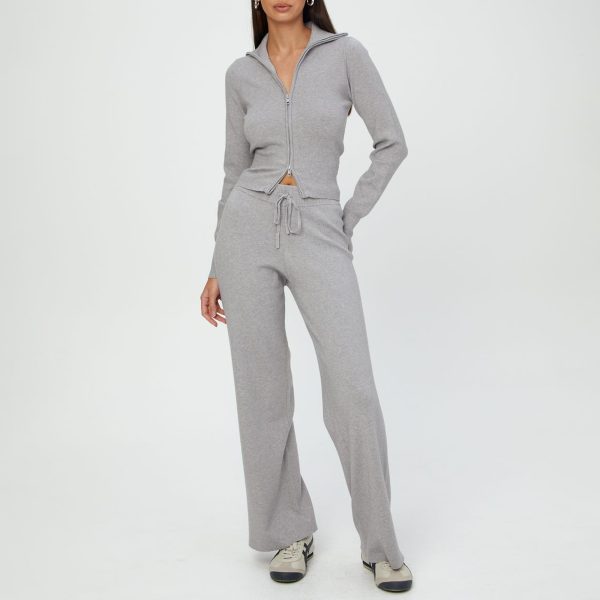 Wide Leg Pants Knit Suit