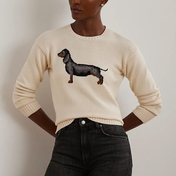 Intarsia Knit Dachshund Sweater