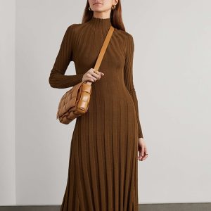 Pleated Sweater Dress Women