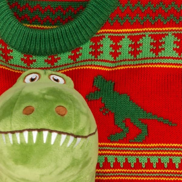 3D T-Rex Plushie Ugly Christmas Sweater — изображение 6