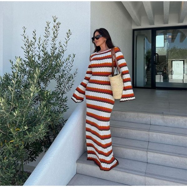 Striped Wave Knit Dress