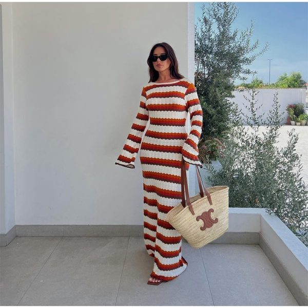 Striped Wave Knit Dress