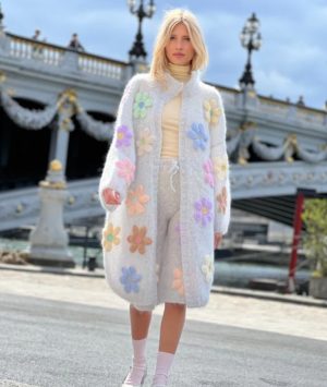 Flower Embroidery Mohair Cardigan