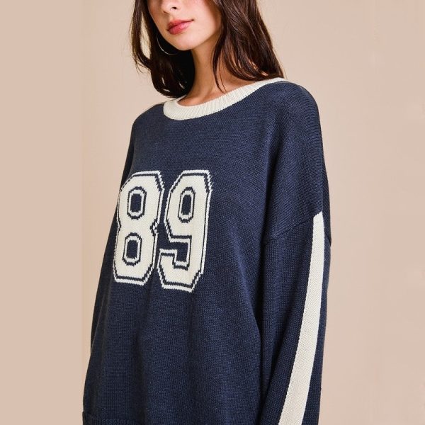 Navy Varsity Sweater Women
