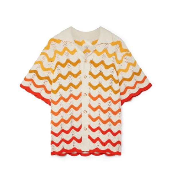 Wavy Gradient Crochet Shirt