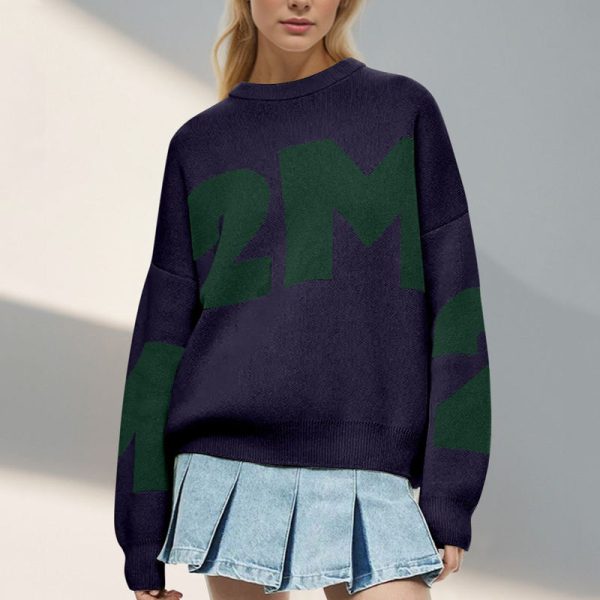 Jacquard Y2K Sweater Women