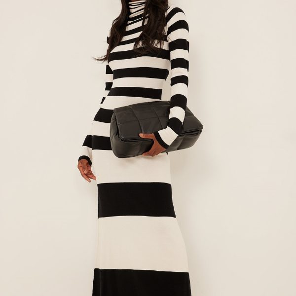 Black White Striped Sweater Dress