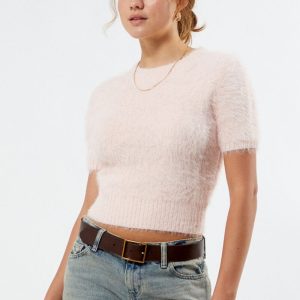 Fluffy Knit T Shirt Women