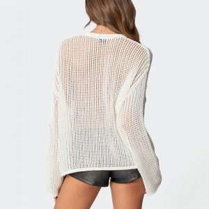 Star Embroidery Hollow Out Sweater