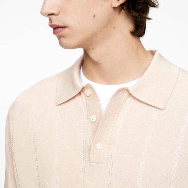 Pointelle Knitted Polo Shirt Men