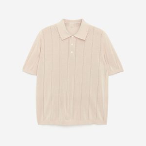 Pointelle Knitted Polo Shirt Men