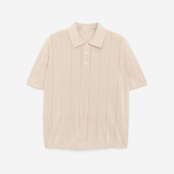 Pointelle Knitted Polo Shirt Men