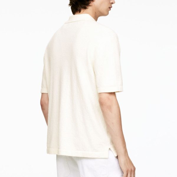 High Quality Short Sleeve Summer Button Cardigan Sweater Fine Knit Polo Shirt Men – Bild 4