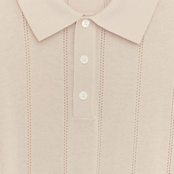 Pointelle Knitted Polo Shirt Men