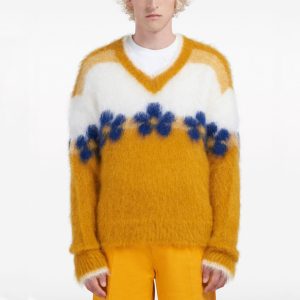 Custom Floral Intarsia Mohair Sweater