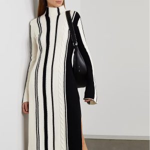 Contrast Color Stripe Knit Dress