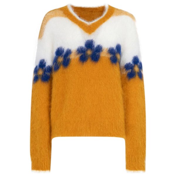 Custom Floral Intarsia Mohair Sweater