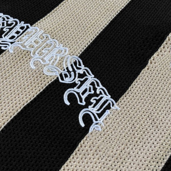 Custom Striped Soccer Knitted Jerseys Men Vintage Mesh Polo Shirt Sweater - Afbeelding 4